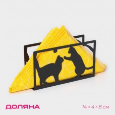 Салфетница Доляна Кошки, 14?4?8 см, чёрная