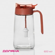 Бутылка для масла Доляна Коралл, 600 мл, 8.5?7?18 см, с кисточкой, стекло, прозрачная