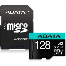 Карта памяти MICRO SDXC 128GB W/AD. AUSDX128GUI3V30SA2-RA1 ADATA