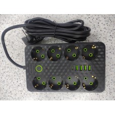 Сетевой фильтр 8 розеток,4 usb, 1 tye-c 2m NO-2528