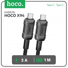 Кабель Hoco X94, Type-C - Type-C, 3 А, 1 м, быстрая зарядка, ПВХ, Чёрный