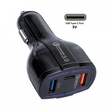 Зарядное устройство автомобильное ORIENT CAR QC-12V3B Quick Charge 3.0, 2xUSB-A + 1xUSB Type-C: QC