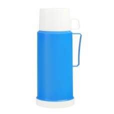 Термос со стеклянной колбой Классик с 1 кружкой и 1 чашкой, 1 л, 13 х 29 см, синий