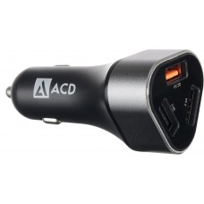 Автомобильная зарядное устройство ACD ACD-C233-X3B черный 23Вт, 3xUSB 1QC+2Smart, 3.6~12В, 3А RTL