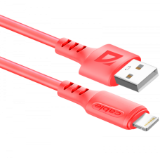 Кабель Defender F207, USB 2.0 (AM) - Apple Lightning (M), 1метр, 2.4А, силиконовая оплетка, красный.