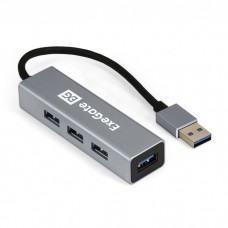 Хаб USB (концентратор) ExeGate DUB-4 (кабель-адаптер USB3.0 -- 4xUSB3.0, PlugPlay, серебристый)