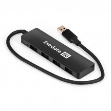 Хаб USB (концентратор) 4-в-1 ExeGate DUB-4P/3 (кабель-адаптер USB3.0 -- 4xUSB3.0, PlugPlay, черный