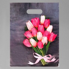 Пакет Тюльпаны, полиэтиленовый, с вырубной ручкой, 30 х 40 см, 50 мкм
