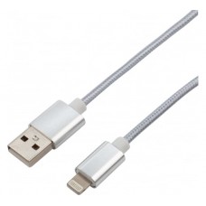 USB кабель для iPhone 5/6/7 моделей, шнур в металлической оплетке серебристый REXANT