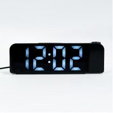 Часы электронные настольные, с будильником, термометром, проекция, белые цифры9482859