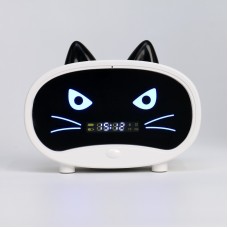 Часы настольные электронные Кошка, белая индикация, с колонкой, 9.5 х 11.5 х 4.5 см 7550904