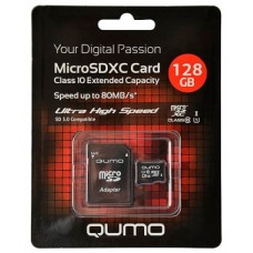 Карта памяти Micro SecureDigital 128Gb QUMO MicroSDXC Class 10 UHS-I, SD adapter