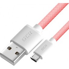 Кабель GCR  3A 1.0m MicroUSB, быстрая зарядка, розовый нейлон, GCR-51689