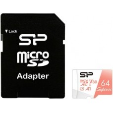 Флеш карта microSD 64GB Silicon Power Superior A1 microSDXC Class 10 UHS-I U3 100/80 Mb/s+SD адаптер