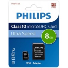 Флеш карта microSD 8GB PHILIPS microSDHC Class 10 (SD адаптер)