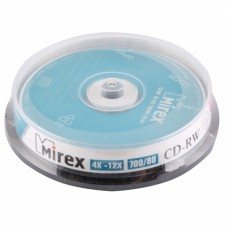 Диск CD-RW 700Mb Mirex 12x  Cake box, 10шт