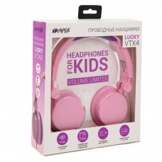 Наушники Hiper LUCKY Pink детские 20-20000 Гц, 95 дБ (безопасно для детей), 32 Ом, jack 3.5 mm, цвет