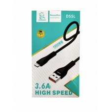 Кабель USB - Lightning [3.6A, 1m] DENMEN D55L серебр.