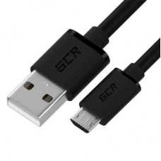 Кабель GCR QC 1.5m MicroUSB, быстрая зарядка, черный TPE, черные коннекторы, 28/22 AWG, GCR-52461