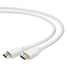Кабель HDMI Gembird/Cablexpert, 1м, v1.4, 19M/19M, белый, позол.разъемы, экран, пакет (CC-HDMI4-W-1M