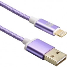 USB кабель ACD-Style Lightning ~ USB-A  2-сторонние коннекторы, нейлон, 1м, фиолетовый