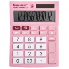 Калькулятор настольный 12-разр BRAUBERG ULTRA PASTEL-12-PK, дв.пит, РОЗОВЫЙ 250503