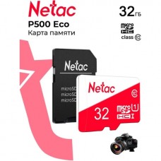 Карта памяти Netac P500 ECO 32GB MicroSDHC C10 up to 80MB/s, retail pack card only