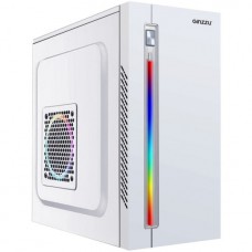 Компьютерный корпус MiniTower Ginzzu D380, RGB, mATX, 2xUSB2.0, белый,без БП, без вентиляторов