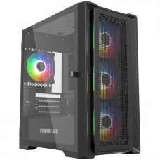 Компьютерный корпус Powercase ByteFlow Micro Black, Tempered Glass, 4х 120mm ARGB fans, ARGB HUB