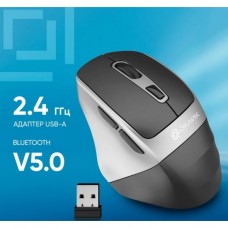 Мышь беспроводная Oklick 516MW черный/серебристый, 1600 dpi, радиоканал, Bluetooth, USB, кнопки - 6