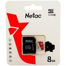 Карта памяти Netac P500 ECO MicroSDHC 8GB C10 [NT02P500ECO-008G-R], с адаптером