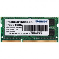 Память Patriot DDR3 4GB 1600MHz SO-DIMM PC12800  SO PSD34G1600L2S PATRIOT