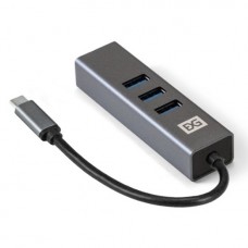 Хаб USB (концентратор) ExeGate DUB-4TC (кабель-адаптер USB Type C -- 4xUSB3.0, PlugPlay, серебрист
