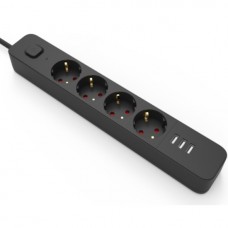Сетевой фильтр Гарнизон 2.0 Мультипорт EPS-4-U3-B-2, 4 р, 10А, 3xUSB, 2м, ур.защиты 2+, черный