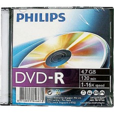 Диск DVD-R Philips 4.7 Gb, 16x, Slim Case (1)