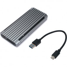 Внешний корпус Gembird EEM2-SATA-3 USB 3.1 для M2 SATA порт Type-С, RGB подсветка, металл, серебрист