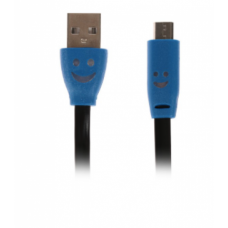 Кабель LuazON, micro USB - USB, 1 А, 1 м, плоский, светящийся, чёрный