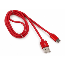 Кабель USB 2.0 Cablexpert CC-S-USBC01R-1M, AM/Type-C, серия Silver, длина 1м, красный, блистер