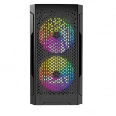 Корпус Powercase Mistral Micro Z3B Mesh LED, Tempered Glass, 2x 140mm + 1х 120mm 5-color fan, чёрный